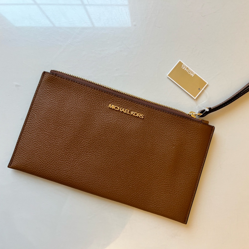 Michael Kors brown leather clutch